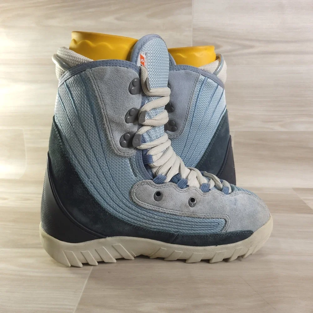 Burton Moto Snowboard Boots Womens 9 Blue Grey Suede Lace Up Winter Sport
